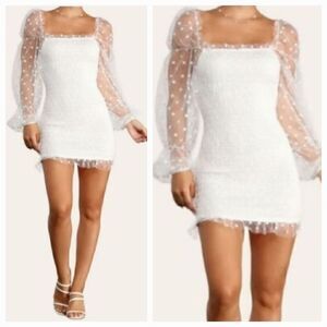 NEW Coquette Eilly Bazar 'Posh In Polka Dot' Smocked Mini Dress in White